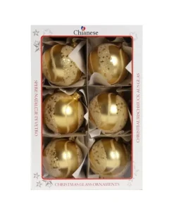 1Pz Pallina Sfera Di Vetro Decorata A Mano Oro Opaco 80Mm Per Albero Di Natale