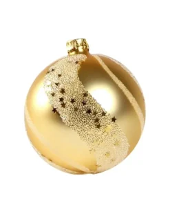 1Pz Pallina Sfera Di Vetro Decorata A Mano Oro Opaco 80Mm Per Albero Di Natale
