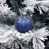 1Pz Pallina Sfera Di Vetro Decorata A Mano 80Mm Per Albero Di Natale Blu