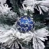 1Pz Pallina Sfera Di Vetro Decorata A Mano 80Mm Per Albero Di Natale Blu