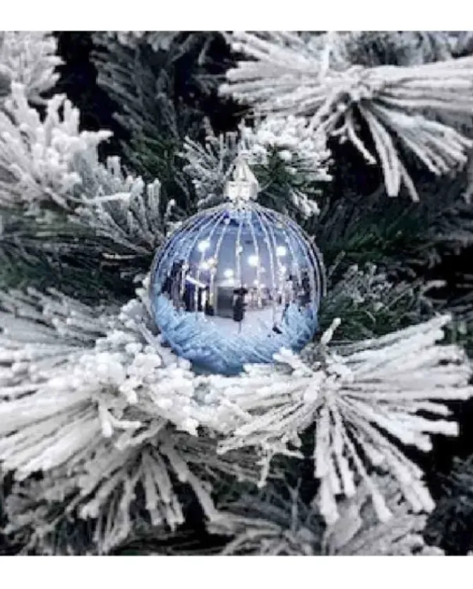 1Pz Pallina Sfera Di Vetro Decorata A Mano 80Mm Per Albero Di Natale