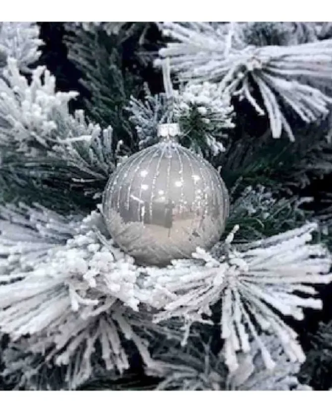 1Pz Pallina Sfera Di Vetro Decorata A Mano 80Mm Per Albero Di Natale
