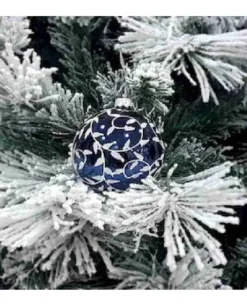 1Pz Pallina Sfera Di Vetro Decorata A Mano 80Mm Per Albero Di Natale Blu
