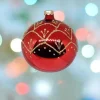 1Pz Pallina Sfera Di Vetro Decorata A Mano 80Mm Per Albero Di Natale Rossa