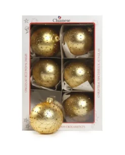 1Pz Pallina Sfera Di Vetro Decorata A Mano Oro 80Mm