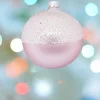 1Pz Pallina Sfera Di Vetro Decorata A Mano 80Mm Per Albero Di Natale Rosa