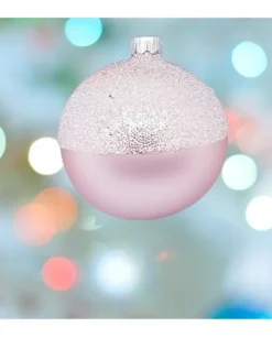 1Pz Pallina Sfera Di Vetro Decorata A Mano 80Mm Per Albero Di Natale Rosa