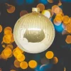 1Pz Pallina Sfera Di Vetro Decorata A Mano 80Mm Per Albero Di Natale Oro