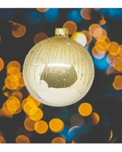 1Pz Pallina Sfera Di Vetro Decorata A Mano 80Mm Per Albero Di Natale Oro