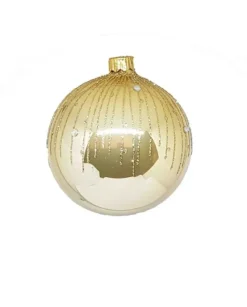 1Pz Pallina Sfera Di Vetro Decorata A Mano 80Mm Per Albero Di Natale Oro