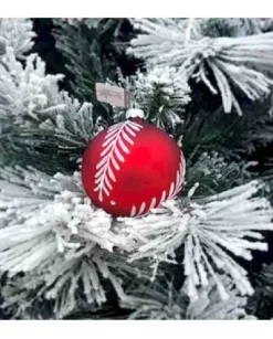 1Pz Pallina Sfera Di Vetro Decorata A Mano 80Mm Per Albero Di Natale Rosso