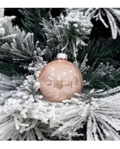1Pz Pallina Sfera Di Vetro Liscia 60Mm Per Albero Di Natale Cipria