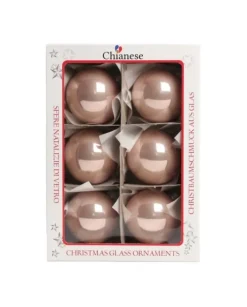 1Pz Pallina Sfera Di Vetro Liscia 60Mm Per Albero Di Natale Cipria
