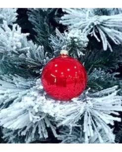 1Pz Pallina Sfera Di Vetro Liscia Rosso Lucido80Mm