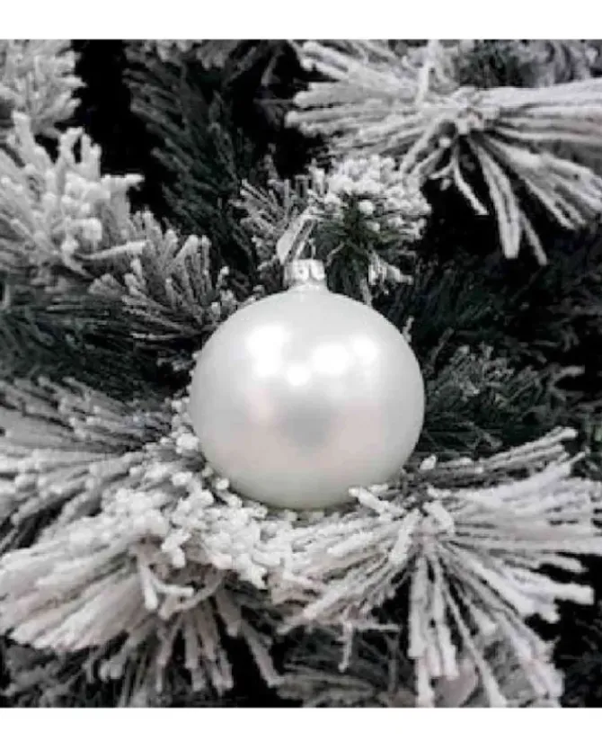 1Pz Pallina Sfera Di Vetro Liscia Bianco Opaco 80Mm