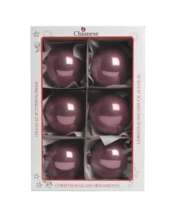 1Pz Pallina Sfera Di Vetro Liscia Vinaccia Lucido 80Mm Per Albero Di Natale