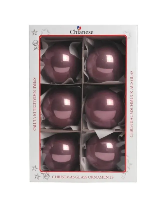 1Pz Pallina Sfera Di Vetro Liscia Vinaccia Lucido 80Mm Per Albero Di Natale