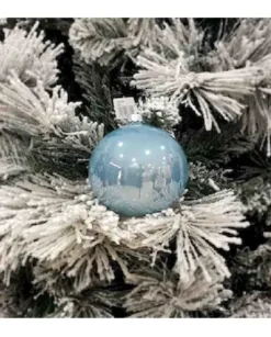 1Pz Pallina Sfera Di Vetro Liscia 100Mm Per Albero Di Natale Azzurro