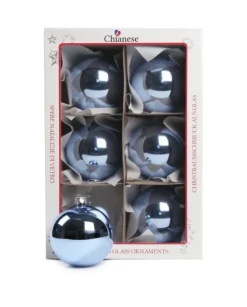 1Pz Pallina Sfera Di Vetro Liscia Azzurro Opaco 80Mm