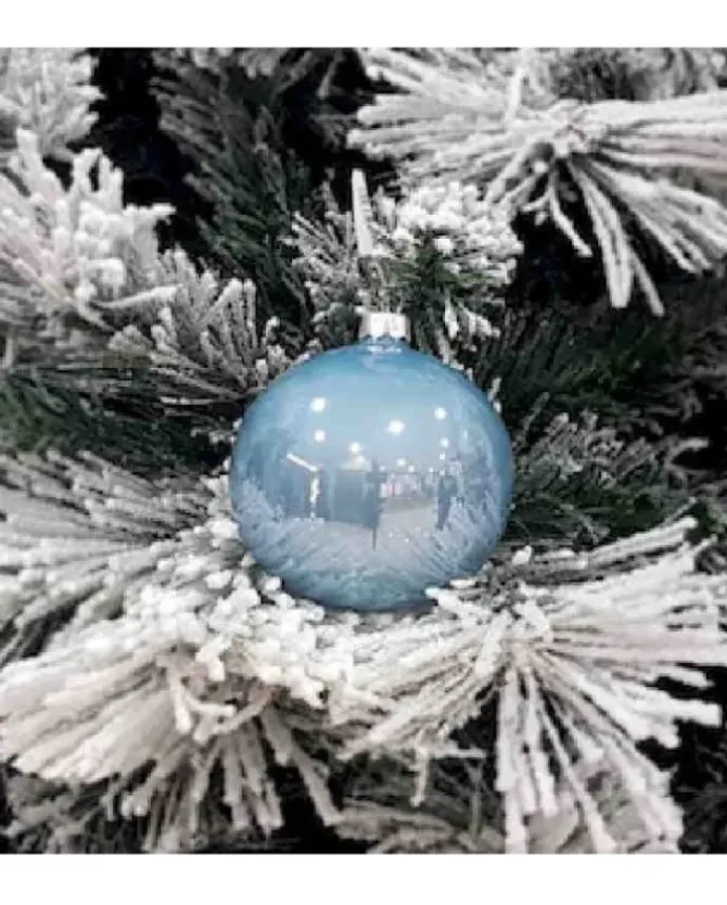 1Pz Pallina Sfera Di Vetro Liscia 80Mm Per Albero Di Natale Celeste