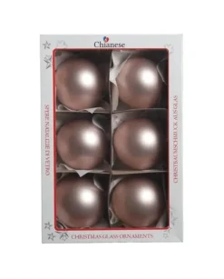 1Pz Pallina Sfera Di Vetro Liscia 80Mm Per Albero Di Natale Rosa
