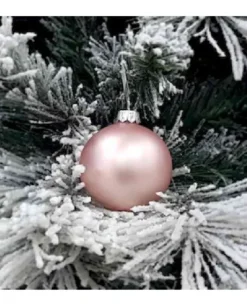 1Pz Pallina Sfera Di Vetro Liscia Rosa Opaco 60Mm Per Albero Di Natale