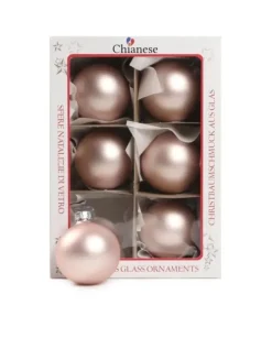 1Pz Pallina Sfera Di Vetro Liscia Rosa Opaco 60Mm Per Albero Di Natale