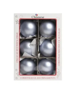1Pz Pallina Sfera Di Vetro Liscia Celeste Opaco 60Mm Per Albero Di Natale