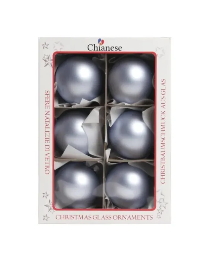1Pz Pallina Sfera Di Vetro Liscia Celeste Opaco 60Mm Per Albero Di Natale