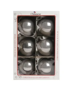 1Pz Pallina Sfera Di Vetro Liscia Argento Lucido 80Mm