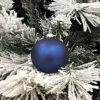 1Pz Pallina Sfera Di Vetro Liscia Blu Opaco 80Mm Per Albero Di Natale
