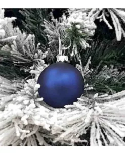 1Pz Pallina Sfera Di Vetro Liscia Blu Opaco 60Mm Per Albero Di Natale