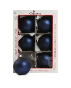 1Pz Pallina Sfera Di Vetro Liscia Blu Opaco 60Mm Per Albero Di Natale