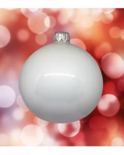1Pz Pallina Sfera Di Vetro Liscia 120Mm Per Albero Di Natale Bianco