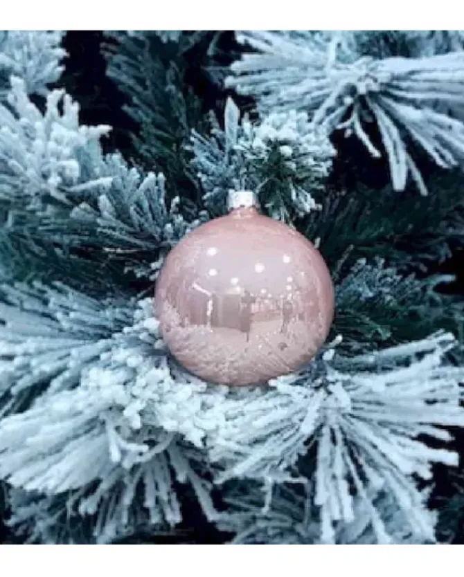 1Pz Pallina Sfera Di Vetro Liscia Rosa Lucido 80Mm