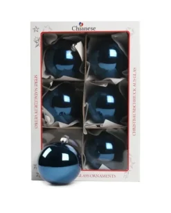1Pz Pallina Sfera Di Vetro Liscia Blu Lucido 80Mm