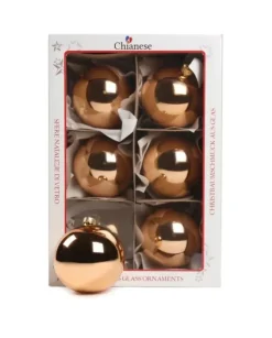 1Pz Pallina Sfera Di Vetro Liscia Rame Lucido 80Mm Per Albero Di Natale