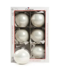 1Pz Pallina Sfera Di Vetro Liscia Bianco Lucido 80Mm