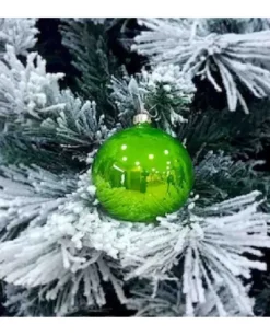 1Pz Pallina Sfera Di Vetro Liscia 80Mm Per Albero Di Natale Verde