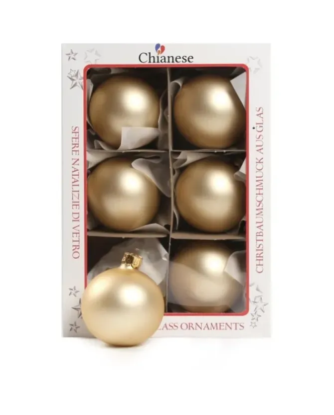1Pz Pallina Sfera Di Vetro Oro Opaca 60Mm Per Albero Di Natale