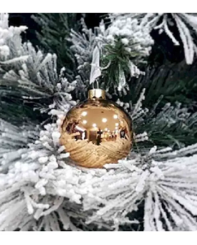 1Pz Pallina Sfera Di Vetro Rame Lucido 60Mm Per Albero Di Natale