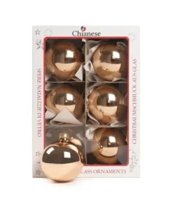 1Pz Pallina Sfera Di Vetro Rame Lucido 60Mm Per Albero Di Natale