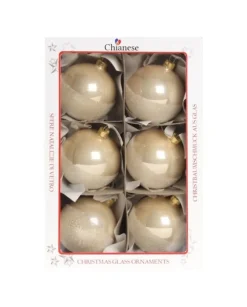 1Pz Sfera Di Vetro Decorata A Mano Champagne Lucido 80Mm