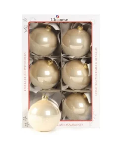 1Pz Sfera Di Vetro Decorata A Mano Champagne Lucido 80Mm