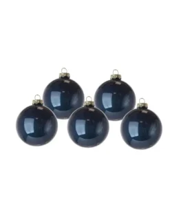 1 Pz Sfera Di Vetro 60Mm Blu Per Albero Di Natale
