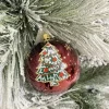 1Pz Sfera In Vetro Decorata A Mano Bourdeaux
