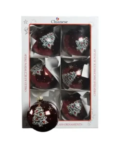 1Pz Sfera In Vetro Decorata A Mano Bourdeaux