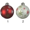 1Pz Sfera Pallina In Vetro Disponibile In Due Colori Con Decoro Fiocco Di Neve