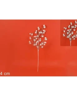 Ramo 44Cm Con Bacche Bianche Per Decorazioni Di Natale