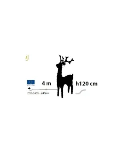 Renna Di Cristalli Acrilico 250 Led Bianco Caldo 3D